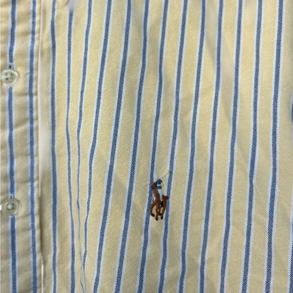 Polo Ralph Lauren Striped Button Down Dress Shirt - Size XL - Yellow - Pony - Picture 4 of 6